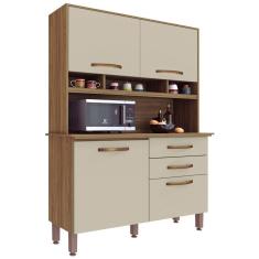 Cozinha Compacta Sofia 4 Portas 2 Gavetas Imop Móveis Nogal-off White