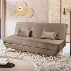 Sofá Cama Dubai 3 Lugares Reclinável Veludo Turkay Star Confort, Casto