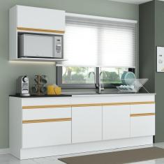 Armário Cozinha 220cm Com Rodapé Multimóveis Branco/dourado