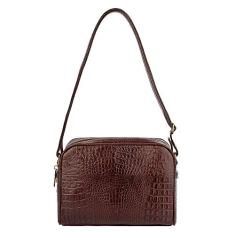 Bolsa quadrada de couro croco Daiana - Café