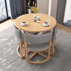 Mesa de escritório redonda, 80 cm de diâmetro, WFJHZH, conjunto de mesa e cadeira, cinza claro, moderna e simples