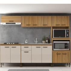 Cozinha Compacta 5 Peças Berlim Ipê/Cristalo