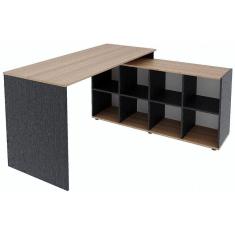 Mesa Escrivaninha Em L 8 Nichos Barcelona Preto Montana