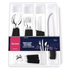 Jogo Faqueiro 24 Peças Saturno + Porta Talheres + Faca Churrasco - Tau