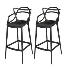 Conjunto 2 Banqueta Allegra Alta Master Empilhavel Resistente Preta Co