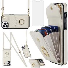 Asuwish Capa de celular para iPhone 12 Pro Max 6.7 com protetor de tela de vidro temperado, anel com bloqueio de RFID, suporte de cartão para celular iPhone12promax 5G i 12s Plus iPhone12 12pro Promax