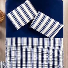 Jogo De Cama King Marin 4 Peças 100% Algodão Macio Premium - Bia Enxov