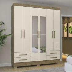 Guarda-Roupa Casal 4 Espelhos 6 Portas 4 Gavetas Paco Espresso Móveis