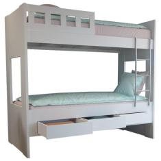 Beliche 3 Gavetas com Escada Metalizada Faces F04 Branco - Mpozenato, 