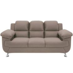 Sofá 2,02 Metros Linoforte Avalon, 3 Lugares, Veludo, Espuma D-33, beg