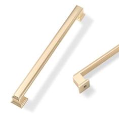 COTYKILEY Pacote com 10 puxadores de armário de latão escovado de 192 mm, puxadores de armário de cozinha dourados, puxadores de porta de armário, ferragens para armário de cozinha, puxadores de gaveta, puxadores de cômoda