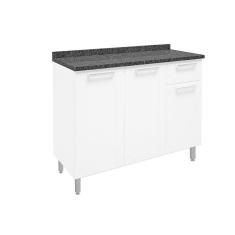 Balcão de Cozinha Modulado  Múltipla 6112 3 Portas 1 Gaveta c/Tampo Branco - Bertolini