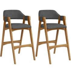 Kit 02 Banquetas Altas Para Cozinha Sala de Jantar Bar Suran L02 Linho