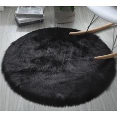Tapete Redondo Em Pelucia Pelo Alto De 7cm Sem Forro - 100cm - S DECOR