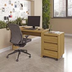 Escrivaninha Mesa Escritório com Gaveteiro com Rodízio Ficus 170cm Cab