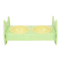 Tigela Dupla para Cães, Tigela Dupla de Plástico Antiderrapante Com Antiderramamento para Cães Grandes e Médios e Cães ou Gatos Pequenos (Verde)