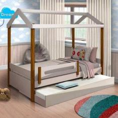 Cama Casa Eliz Branco-mel Solteiro E Cama Auxiliar - Divaloto