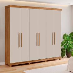 Guarda-roupa Valencia 6 Portas 100% Mdf Freijó/Off White