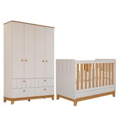 Jogo de Quarto Infantil Biscoito Guarda Roupa e Berço - Permóbili Baby