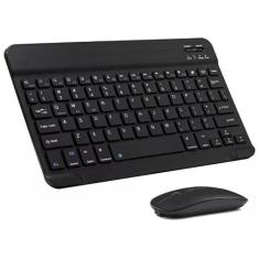 Teclado Sem Fio Ultra Fino Bluetooth Tablet E Celular, - Kit Mouse E T