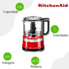Mini Processador de Alimentos KitchenAid Empire Red com 02 Velocidades