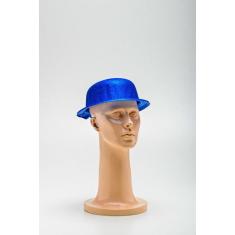 Chapéu Coco Plastico C/ Gliter - Festas e Fantasias, Azul Royal