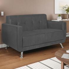 Sofá 2 Lugares Beny Sintético - Doce Sonho Móveis Cor Cinza