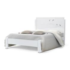Cama Casal Com Aplique Espelho Luiza Branca