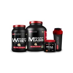 Kit Giant Mass 3 Kg + Giant Whey 908 G + BCAA 4,5 Mg 250 G + Coqueteleira - Bodybuilders-Unissex