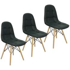 Kit 3 Cadeiras Charles Eames Botonê Eiffel Estofada - Preta - Magazine