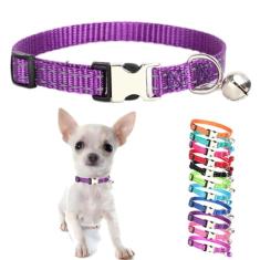 Coleira de cachorro com sino, coleiras reflexivas de nylon PP para gatos, fivela ajustável macia para filhotes pequenos, fêmeas, pequenos animais de estimação, cães, meninos, meninas, gatinhos,