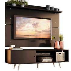 Rack Madesa Dubai e Painel para TV até 65 Polegadas com Pés - Preto/Branco