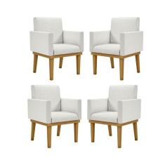 Kit 04 Cadeiras Escritório Reforçadas Recepção Luxo Bege