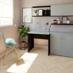 Mesa Reta Corp 25mm 90 Cm Bramov Móveis Preto/cinza Cristal