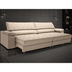 Sofá de Duplo Molejo com Carregador USB, Retrátil e Reclinável Viena 2,90m Linho Soft - NETSOFAS