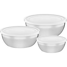 Jogo De Potes Em Aço Inox Com Tampa Plástica Tramontina Freezinox 3 Pe