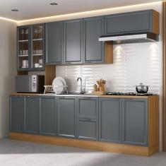 Cozinha Compacta 5 Peças 1 Paneleiro Duplo 2 Aéreos 2 Balcões Soho CabeCasa MadeiraMadeira Freijó/Grafite
