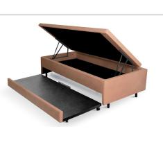 Bicama Solteiro Com Baú 88x188 Courino Bege