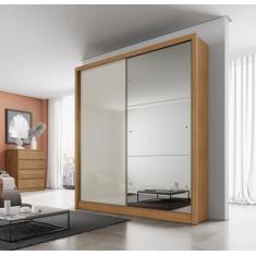 Guarda Roupa Solteiro MDF com Espelho 2 Portas 3 Gavetas Toronto - Nov