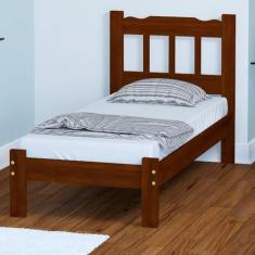 Cama De Solteiro Madeira Maciça Castanho Perola Nemargi