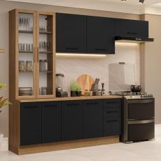 Armário De Cozinha Completa 270cm Rustic/preto Agata Madesa 11