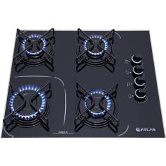 Cooktop 4 Bocas Atlas Agile Up Glass Preto com Acendimento Superautomático - Bivolt