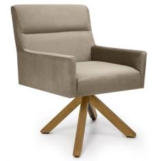 Poltrona Decorativa Giratória Base Giromad Madeira Angel Veludo C-68 Marrom - Domi