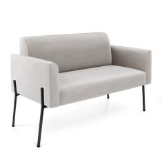 Sofá Namoradeira 2 Lugares Pé de Ferro Preto Marisa Veludo Cinza D03 - D'Rossi