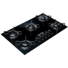 Cooktop a Gás Brastemp BDD75AE 5 Bocas com Vidro Temperado Preto e Acendimento Automático Encaixe Perfeito Bivolt - Preto