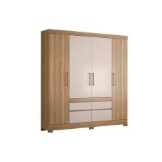 Guarda Roupa 4 Portas E 4 Gavetas Bilbao Amêndola/Off White - Demóbile