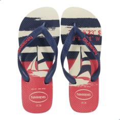 Chinelo Havaianas Top Nautical Bege Palha/Marinho