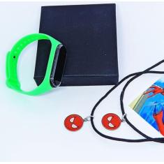 Kit Relógio Infantil Digital Led Menino Esportivo Silicone + Colares A