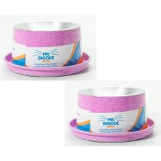 Kit 02 Unid. Comedouro Anti Formiga Ergonômico Para Gatos Mr. Bigode J