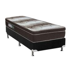 Cama Box Solteiro: Colchão Ortopédico Ortobom Light + Base CRC Camurça Black (88x188)